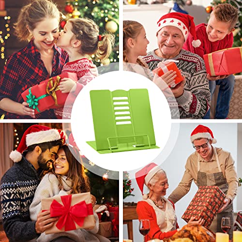 MSDADA Book Stand Metal Reading Rest Book Holder Adjustable Cookbook Documents Holder Portable Sturdy Bookstands for Recipes Textbooks Tablet Music Books with Page Clips (Green) - color: Green