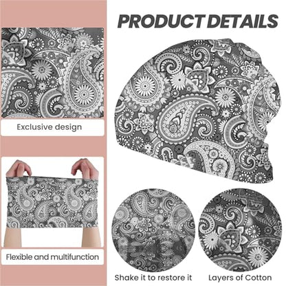 Art Owl Women's Slouchy Beanie Hat Cute Turban Hats Cancer Headwear Caps Baggy Skull Sleep Scarf - color: Gray Boho Printed