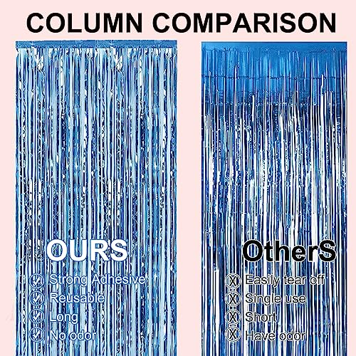 2 Pack 3.28 ft x 6.56 ft Light Blue Tinsel Curtain Party Backdrop - Metallic Foil Fringe Backdrop Door for Halloween, Christmas, Birthday Graduation Wedding Party Streamers Photo Backdrop. - color: Light Blue - 3.28 ft x 6.56 ft