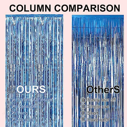 2 Pack 3.28 ft x 6.56 ft Light Blue Tinsel Curtain Party Backdrop - Metallic Foil Fringe Backdrop Door for Halloween, Christmas, Birthday Graduation Wedding Party Streamers Photo Backdrop. - color: Light Blue - 3.28 ft x 6.56 ft