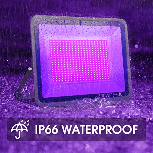 YANYCN 2 Pack 300W LED Black Light,Black Flood Light Outdoor with Plug and Switch, IP66 Waterproof Blacklight Flood Light Neon Glow for Glow Party, Halloween, Fluorescent Poster, Body Paint, Aquarium - size: 2pack 300W led black light