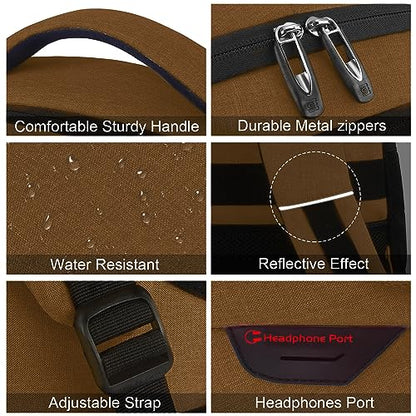 Laptop Backpack,Business Travel Anti Theft Slim College Backpack | Water Resistant Durable Computer Bag Gift for Women & Men Fits 15.6 Inch Laptop and Notebook - Brown - color: Brown, size: 15.6 Inch, style: Laptop