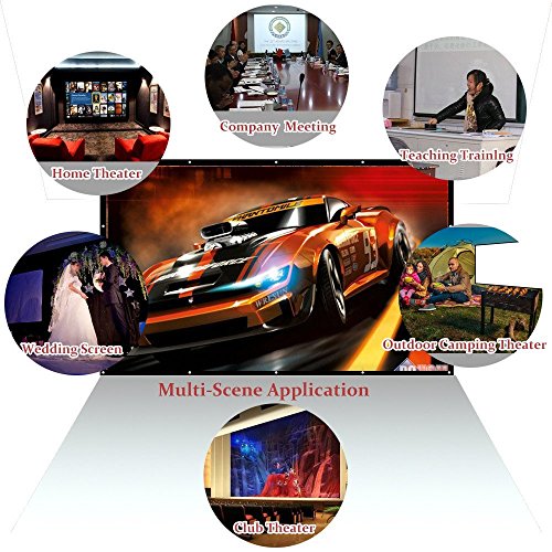 200 Inch Portable Folding Outdoor Projector Screen 16:9 Movie Screen | Big Size, Thick Canvas Material, HD Projection Movie Screen for Home Theater/School/Office/Party/Sports Events - size: 200 Inch