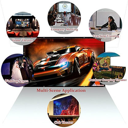 200 Inch Portable Folding Outdoor Projector Screen 16:9 Movie Screen | Big Size, Thick Canvas Material, HD Projection Movie Screen for Home Theater/School/Office/Party/Sports Events - size: 200 Inch