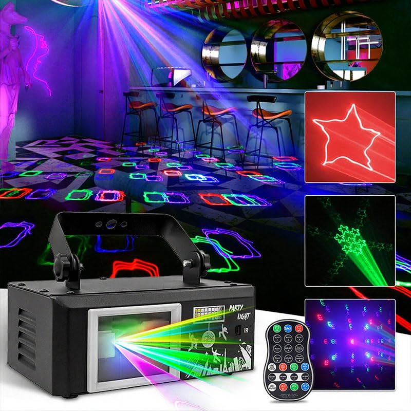 Upgraded 6-in-1 DJ Stage Light with Matrix & Prism Effects, 5D Pulse Animation, Remote & DMX Control, Sound Activated, 50 sq ft Coverage for Wedding, Party, Bar, KTV, Disco,Matte Black