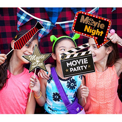 BESTOYARD Movie Night Photo Booth Props 21-Piece Kit – Cardboard Cutouts for Birthday, Prom & Themed Parties, Funny Props for Kids & Adults