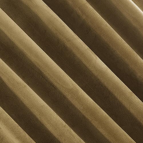 Sun Zero Hampshire Velvet Noise Reducing Thermal Extreme 100% Total Blackout Back Tab/Rod Pocket Curtain Panel, Gold, 50" W x 108" L (1 Panel) - color: Gold, size: 50"W x 108"L (Pack of 1)