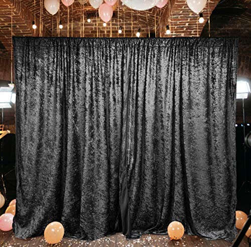 AK TRADING CO. 10 feet x 10 feet Lush Velvet Backdrop Drapes Curtains Panels with Rod Pockets - Wedding Ceremony Party Home Window Decorations - Black - color: Black