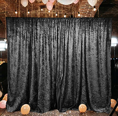 AK TRADING CO. 10 feet x 10 feet Lush Velvet Backdrop Drapes Curtains Panels with Rod Pockets - Wedding Ceremony Party Home Window Decorations - Black - color: Black