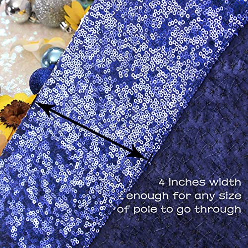 PartyDelight Navy Blue Sequin Backdrop Curtains 2x8ft 2 Panels - color: Navy Blue, size: 24"W x 96"L (Pack of 2)