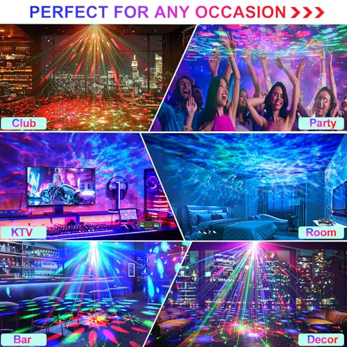 Party Disco Ball, Dj Disco Light Strobe Dance Sound Activated with Remote Control Stage Rave Karaoke Light Ocean Star Projector for Club Dancing Parties KTV Christmas Halloween Birthday Glow Party
