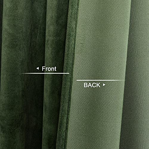 Benedeco Olive Green Velvet Blackout Curtains 52x84, 2 Panels | Elegant Room Darkening Thermal Insulated Noise Reducing Velvet Drapes with Back Tab and Rod Pocket for Living Room, Bedroom - color: Olive Green, size: 52"W x 96"L (Pack of 2)
