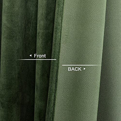 Benedeco Olive Green Velvet Blackout Curtains 52x84, 2 Panels | Elegant Room Darkening Thermal Insulated Noise Reducing Velvet Drapes with Back Tab and Rod Pocket for Living Room, Bedroom - color: Olive Green, size: 52"W x 96"L (Pack of 2)