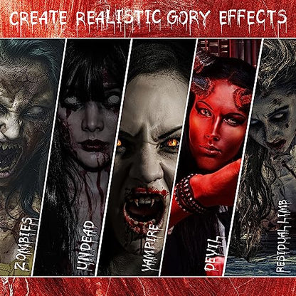 VIOLA HOUSE SFX Makeup Kit, Halloween Special Effects Makeup, 6 Colors Bruise Wound Face Body Paint + Scar Wax + Scar Oil + Liquid Latex + Fake Blood + Spatula + Stipple Sponge + Brush.