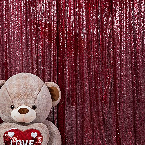 JYFLZQ Burgundy Sequin Backdrop Curtains for Party 2ft x 8ft 4Panel - color: Burgundy, size: 2 ft x 8 ft - 4 Panels