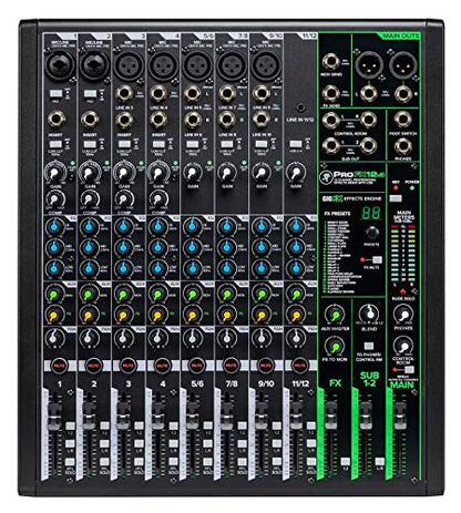 Mackie ProFX12v3 12-Channel Professional Effects Mixer w/USB ProFX12 v3 Bundle with RockvilIe RDF9U 1U 15A Rack Mount DJ Pro Audio Power Supply Strip w/USB Charging