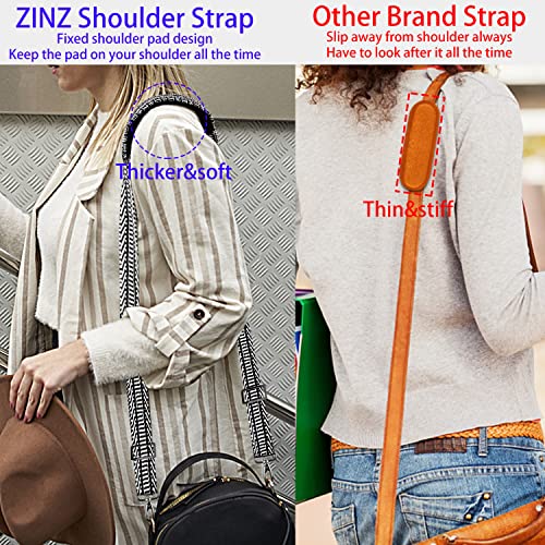 ZINZ Shoulder Strap 58" Ultra-Thick Fixed Padded and Adjustable Buckles Crossbody Strap for Briefcase Laptop Bag Luggage - color: Black White Jacquard