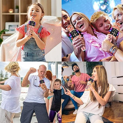 BONAOK Rose Gold Karaoke Microphone for Kids & Adults, Bluetooth Singing Mic with Disco Lights & Echo Effect, Built-in Battery Non-Detachable, Portable Karaoke Speaker Player for Party, Travel & Gifts - color: Rose Gold