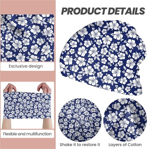 Art Owl Women's Slouchy Beanie Hat Cute Turban Hats Cancer Headwear Caps Baggy Skull Sleep Scarf - color: Blue Floral