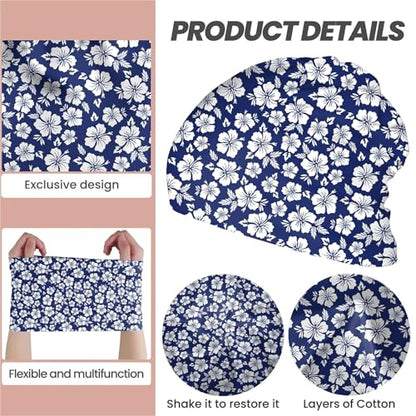 Art Owl Women's Slouchy Beanie Hat Cute Turban Hats Cancer Headwear Caps Baggy Skull Sleep Scarf - color: Blue Floral