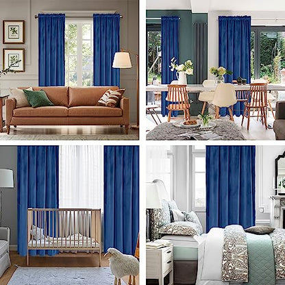 Hiasan Blue Velvet Blackout Curtains 96 inches Long, 2 Panels, 42W x 96L - color: Blue, size: 42"W x 96"L (Pack of 2)