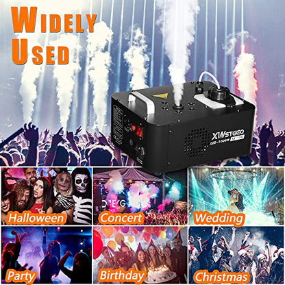 XWSTGEQ 1000W Vertical Fog Smoke Machine with LED Lights Wireless Remote