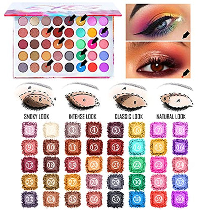 Pure Vie All-in-One Holiday Gift Surprise Makeup Set Essential Starter Bundle Include Eyeshadow Palette Lipstick Concealer Blush Mascara Eyeliner Face Powder Lipgloss Brush - Full Makeup Kit for Women - color: kit014