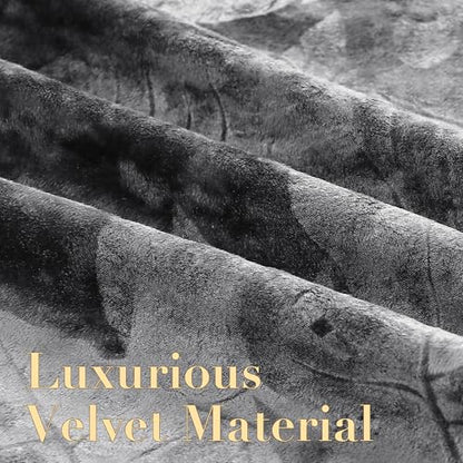 H.VERSAILTEX Velvet Leaf Pattern Curtains for Living Room 96" L, Dark Gray | Luxury Velvet, Room Darkening, Light Blocking, Noise Reducing, Thermal Insulated, Grommet Top, 52 X 96 Inch, 2 Panels - color: Leaf-dark Gray, size: 52"W x 96"L (Pack of 2)