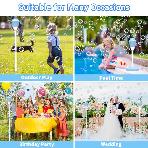 Infowush Bubble Machine for Kids, Automatic Standing Bubble Maker Machine | Height Adjustable Up to 47 Inches, Outdoor Battery Bubble Machine with Light/Music for Toddlers, Birthday Party Gifts (Blue) - color: Blue