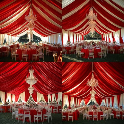 Outpain 10ftx20ft Red Backdrop Ceiling Drapes,2Panels 20ft Height Wrinkle Free Tent Draping Curtains, Fabric Drapery Ceiling Drapes for Wedding Ceremony Birthday Theme Parties with Rod Pocket - color: Red, size: 60"W x 240"L (Pack of 2)