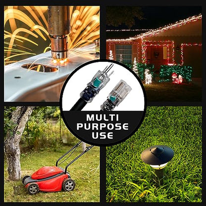 1 Ft Black Outdoor Extension Cord with Lighted End Weatherproof 12 Gauge | UL Certified 12/3 SJTW Cable, 15A Rated, Suitable for Lights, Lawn Tools and Short Connections - size: 1FT, style: 12/3
