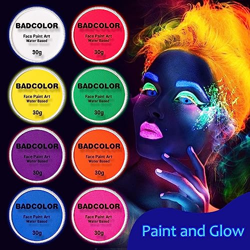 Neon Yellow Face Body Paint(30g/1oz), Water Based UV Blacklight Fluorescent Art Painting Makeup Kit for Music Festivals, Parties, Nights Out, Halloween Costume & Cosplay - color: Neon Yellow