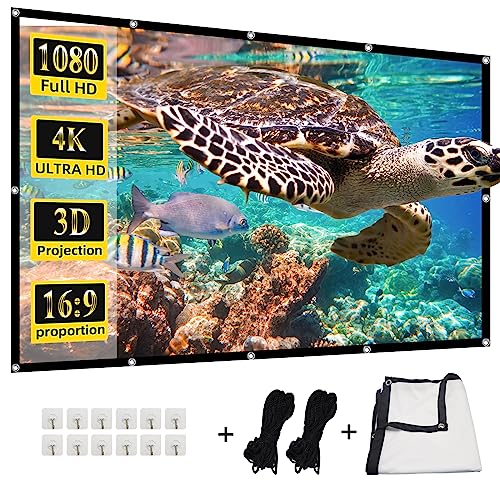 Projector Screen,HUANYINGBJB 4K 16:9 HD Rear Front Projectors Screen Foldable Projection Screen Double-Sided Portable Outdoor Indoor Projector Screens for Movie Home Theater (100 inches) - size: 100 inches