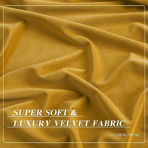 MUMFAS Yellow Velvet Curtains 84 Inches Long, Back Tab Rod Pocket Soundproof Room Darkening Window Velvet Drapes Light Blocking Privacy Assured for Home Theater Living Room Bedroom W52 x L84, 2 Pcs - color: Yellow, size: 52"W x 84"L (Pack of 2)
