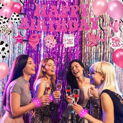 24 Pcs LED Glow Bracelets Sound Activated Bracelet Glow Bracelets with Flashing LED Strobe for Carnival,Concerts , Night Events, Rave, Game Prizes, Birthday Party Favor (pink - color: Pink