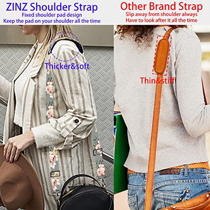 ZINZ Shoulder Strap 58" Ultra-Thick Fixed Padded and Adjustable Buckles Crossbody Strap for Briefcase Laptop Bag Luggage - color: Gray Rose