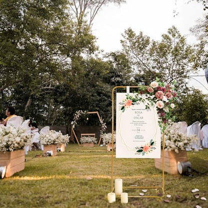 Adjustable Sign Holder, Heavy‑Duty Easel Stand, Wedding Sign Banner Stand for Wedding, Birthday, Baby Shower Events (Gold, M) - color: Gold, size: Flat-M