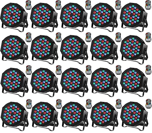 Rechargeable Stage Par Lights U`King RGB 36 LED Uplights Battery Powered with RGB 36W DJ Uplights Sound Activated Control for Wedding DJ Disco Events Halloween Church Live Party - 20 Pack - color: 20 PACK