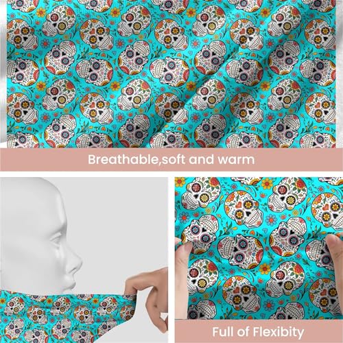 Art Owl Women's Slouchy Beanie Hat Cute Turban Hats Cancer Headwear Caps Baggy Skull Sleep Scarf - color: Blue Floral Skull