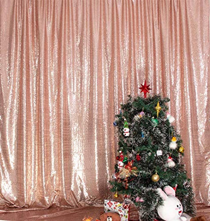 Juya Delight 6FT X 8FT Non-Transparent Sequin Photography Background Backdrop Curtain for Birthday Party Wedding Festival Ceremony (Rose Gold) - color: Rose Gold, size: 6ft x 8ft