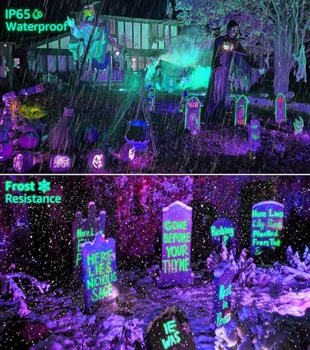 SUNVIE 1 Pack Halloween Spotlights Outdoor Black Light with Photocell Sensor 10W Blacklight Spotlight Waterproof LED Black Light Halloween Spot Lights 120V Purple Spotlight for Glow Party Fluorescent - size: Photocell Sensor-10W-1 Pack