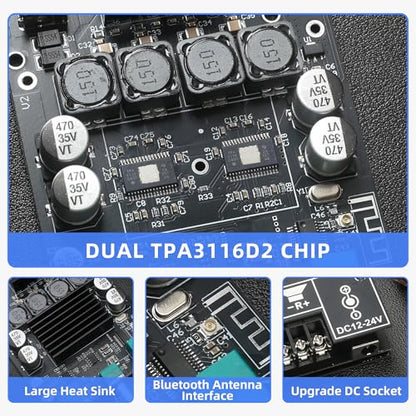 ZK-1002T 100W+100W Amplifier Board with Treble and Bass Control, DC 9-24V, BT and AUX Inputs, 2.0 Channel Stereo AMP Board for DIY Wireless Speakers - color: DAJUNGUO ZK-1002T