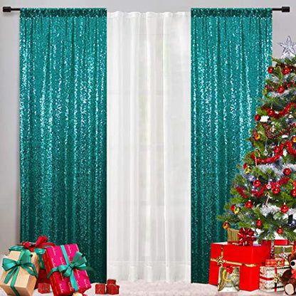 Eternal Beauty Teal 3mm Sequin Backdrop 2x8 Ft 2 Pack Wedding | Dense Sparkle Fabric With Breathable Mesh Backing And Rod Pocket For Parties And Photo Booth Events - color: Teal, size: 2Ftx8Ft
