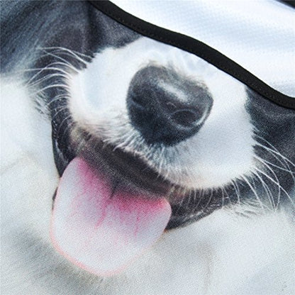 WTACTFUL 3D Animal Ears Balaclava, Breathable Face Mask for Halloween | Stand-Up Ears, Windproof Dustproof, Quick-Dry, No Fade Print, Soft, for Music Festivals Raves Ski Snowboard Moto Party - color: Border Collie Meb-23