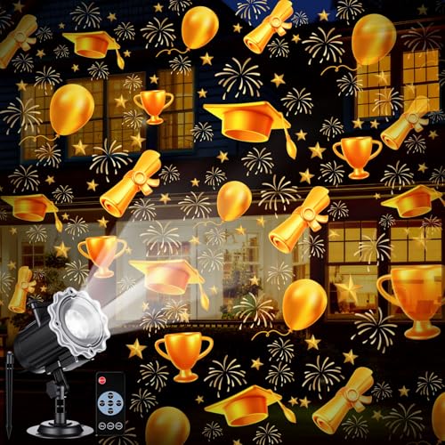 Back to School Projector Light Outdoor | Decorative Dynamic LED Projector Light with 12 Holiday Film Slides, Waterproof Landscape Rotation Lighting Projection Lamp