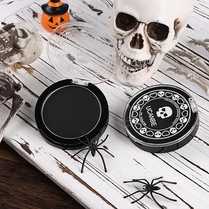 UCANBE Black Cream Face & Body Makeup Foundation, Professional Non-Toxic Greasepaint, Halloween Face Body Paint Palette for Kids & Adults, Facepaint for SFX Clown Zombie Vampire Skull Skeleton Cosplay - color: Black