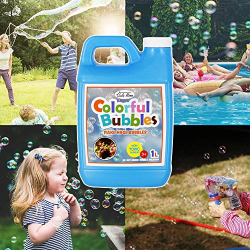 Lulu Home 33.8 OZ/1 L Concentrated Bubble Solution, Refill for Bubble Machines, Giant Wands, and Blowers - Up to 2.5 Gallons for Kids' Birthday Parties | Refill for Bubble Machines, Giant Wands, and Blowers, Up to 2.5 Gallons, For Kids' Birthday Parties -