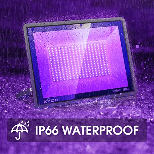 YANYCN 200W 4 Pack LED Black Light, Outdoor Blacklight Flood Lights with Plug and Switch, IP66 Rated for Glow in The Dark, Halloween Party, Body Paint, Aquarium - size: 4pack 200W led black light