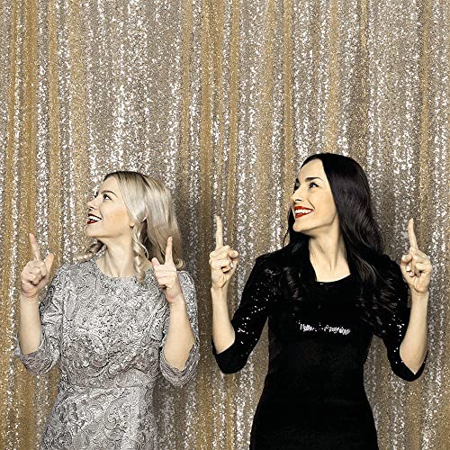 JYFLZQ Champagne Sequin Backdrop Curtains for Party 2ft x 8ft 4Panel - color: Champagne, size: 2 ft x 8 ft - 4 Panels