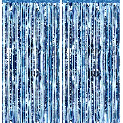 2 Pack 3.28 ft x 6.56 ft Light Blue Tinsel Curtain Party Backdrop - Metallic Foil Fringe Backdrop Door for Halloween, Christmas, Birthday Graduation Wedding Party Streamers Photo Backdrop. - color: Light Blue - 3.28 ft x 6.56 ft